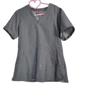 Figs Technical Collection Flores Scrub Top Size XS Gray Graphite Short Sleeve